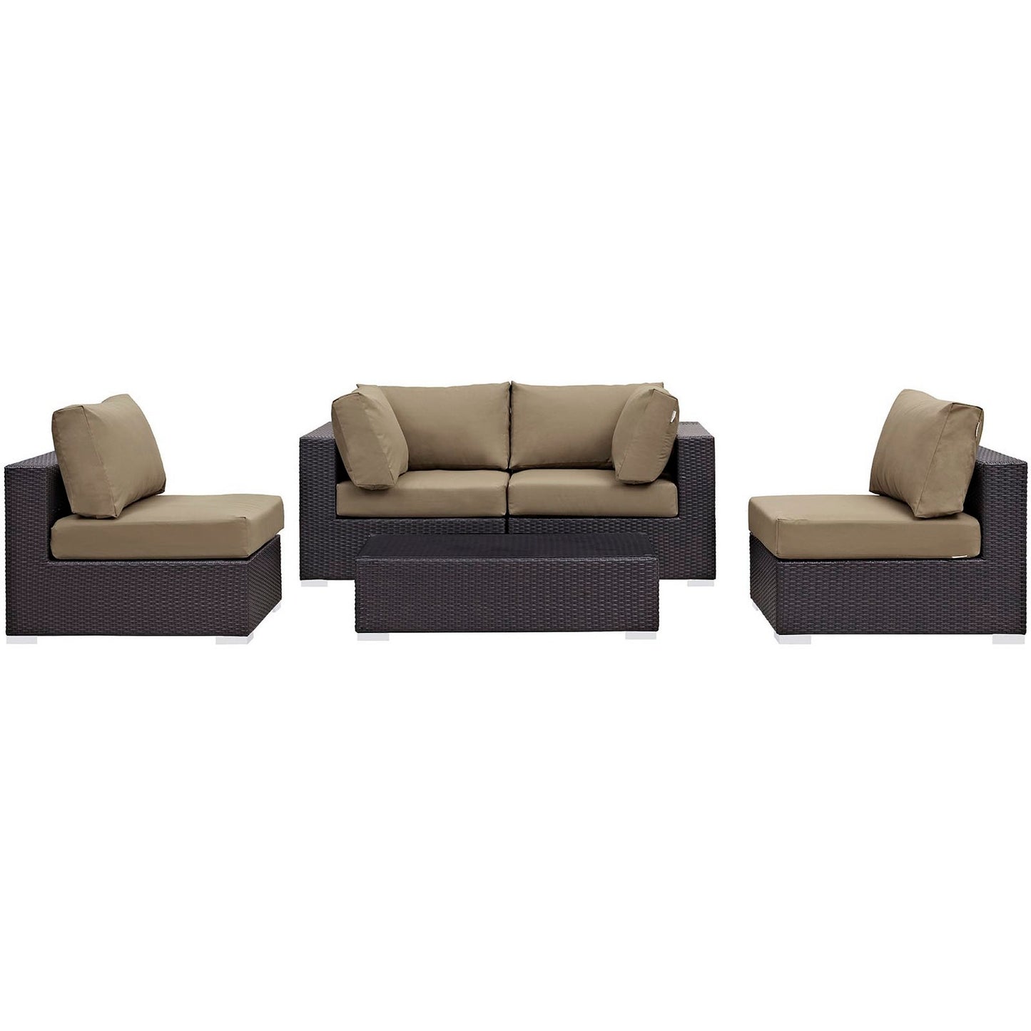 Modway - Convene 5 Piece Outdoor Patio Sectional Set by Modway  Outdoor Furniture Sofa Sectionals Gray - EEI-2163-EXP-MOC-SET