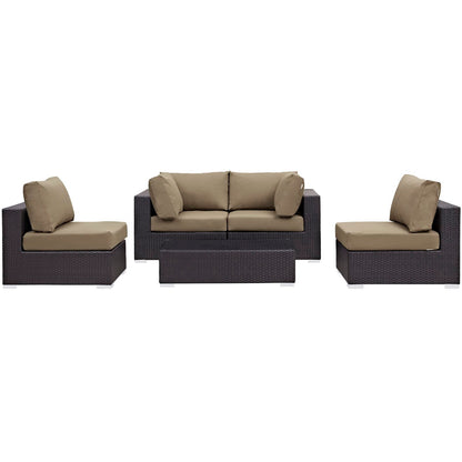 Modway - Convene 5 Piece Outdoor Patio Sectional Set by Modway  Outdoor Furniture Sofa Sectionals Gray - EEI-2163-EXP-MOC-SET