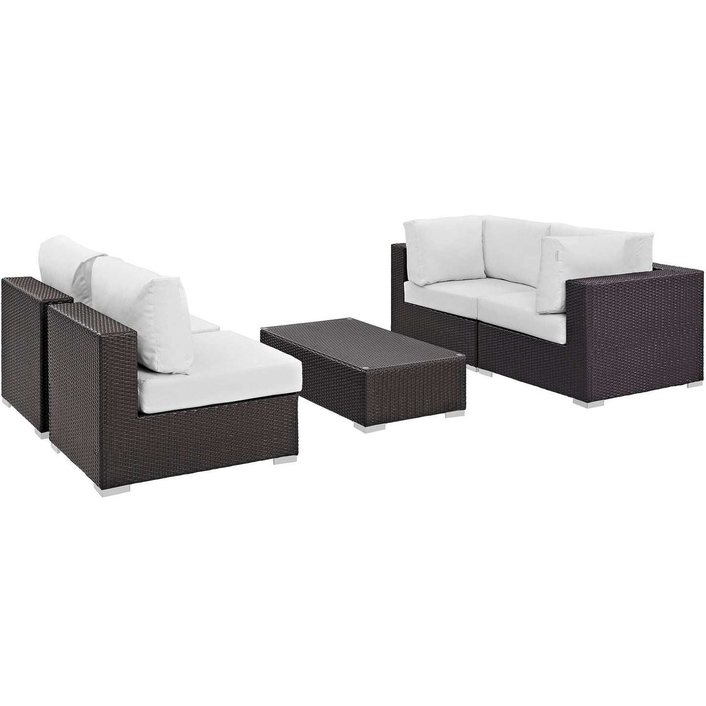 Modway - Convene 5 Piece Outdoor Patio Sectional Set by Modway  Outdoor Furniture Sofa Sectionals White - EEI-2163-EXP-WHI-SET
