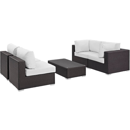 Modway - Convene 5 Piece Outdoor Patio Sectional Set by Modway  Outdoor Furniture Sofa Sectionals White - EEI-2163-EXP-WHI-SET