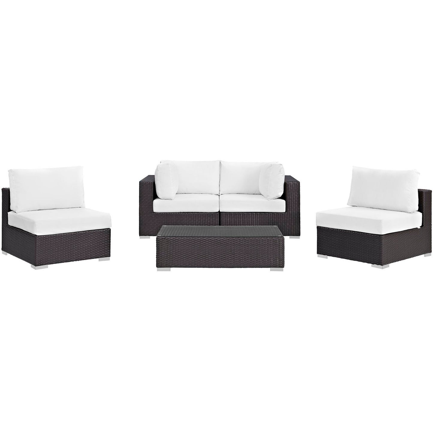 Modway - Convene 5 Piece Outdoor Patio Sectional Set by Modway  Outdoor Furniture Sofa Sectionals White - EEI-2163-EXP-WHI-SET