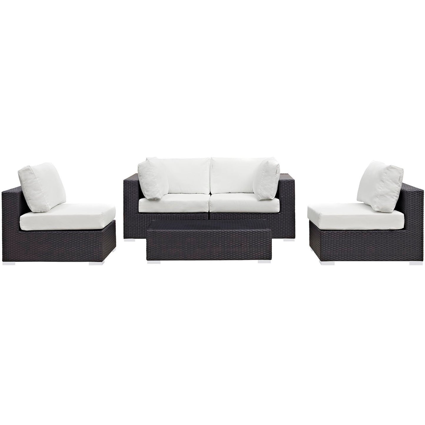 Modway - Convene 5 Piece Outdoor Patio Sectional Set by Modway  Outdoor Furniture Sofa Sectionals White - EEI-2163-EXP-WHI-SET