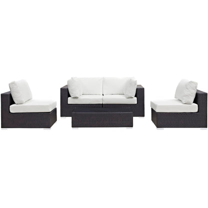 Modway - Convene 5 Piece Outdoor Patio Sectional Set by Modway  Outdoor Furniture Sofa Sectionals White - EEI-2163-EXP-WHI-SET
