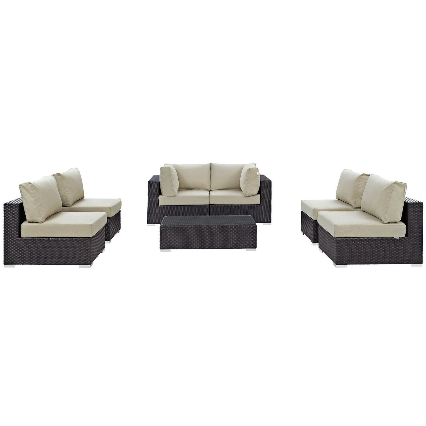 Modway - Convene 7 Piece Outdoor Patio Sectional Set by Modway  Outdoor Furniture Sofa Sectionals Brown - EEI-2164-EXP-BEI-SET