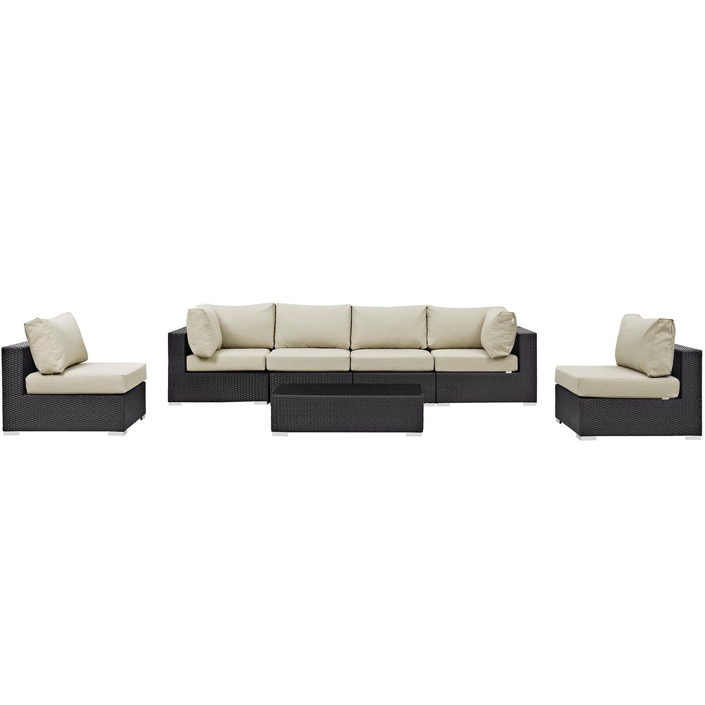 Modway - Convene 7 Piece Outdoor Patio Sectional Set by Modway  Outdoor Furniture Sofa Sectionals Brown - EEI-2164-EXP-BEI-SET