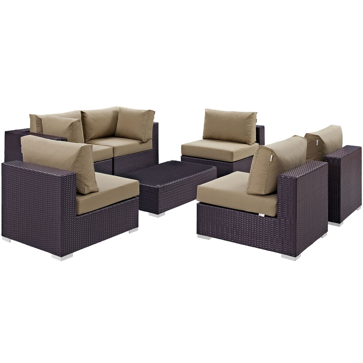 Modway - Convene 7 Piece Outdoor Patio Sectional Set by Modway  Outdoor Furniture Sofa Sectionals Gray - EEI-2164-EXP-MOC-SET