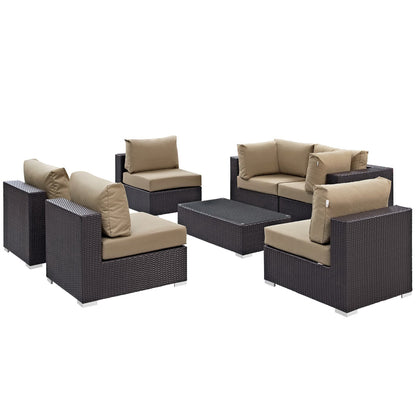 Modway - Convene 7 Piece Outdoor Patio Sectional Set by Modway  Outdoor Furniture Sofa Sectionals Gray - EEI-2164-EXP-MOC-SET