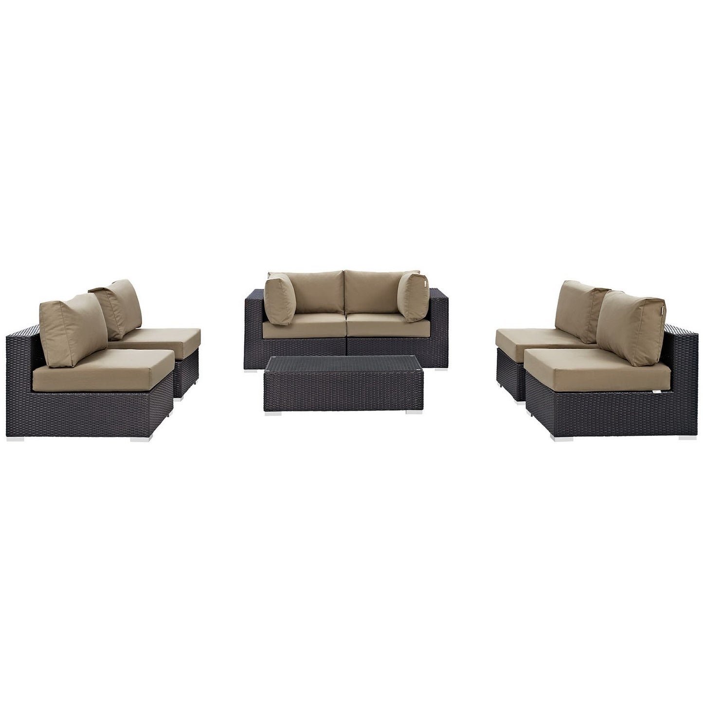 Modway - Convene 7 Piece Outdoor Patio Sectional Set by Modway  Outdoor Furniture Sofa Sectionals Gray - EEI-2164-EXP-MOC-SET