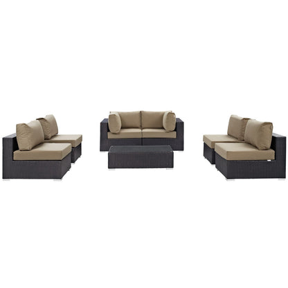 Modway - Convene 7 Piece Outdoor Patio Sectional Set by Modway  Outdoor Furniture Sofa Sectionals Gray - EEI-2164-EXP-MOC-SET