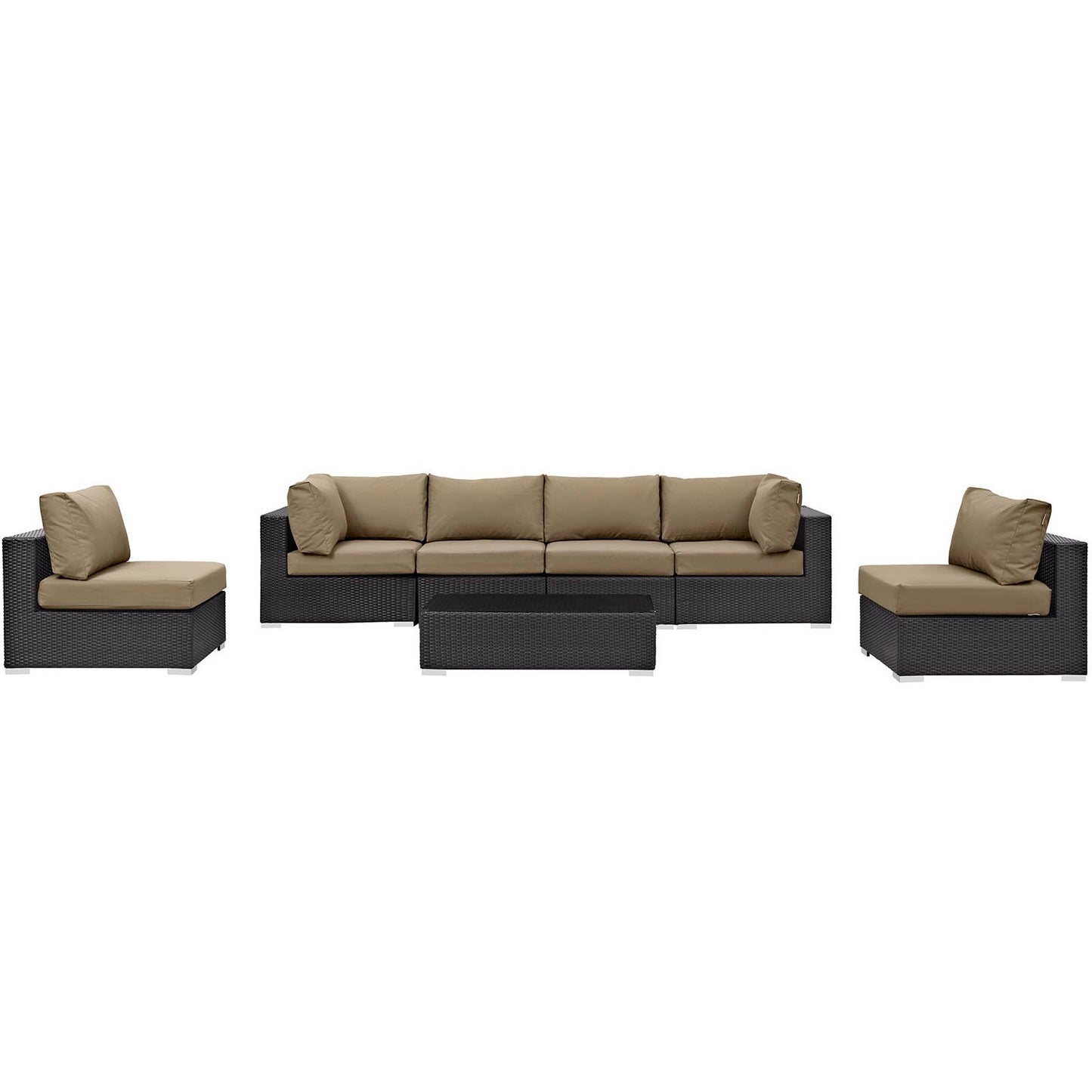 Modway - Convene 7 Piece Outdoor Patio Sectional Set by Modway  Outdoor Furniture Sofa Sectionals Gray - EEI-2164-EXP-MOC-SET