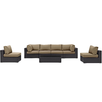 Modway - Convene 7 Piece Outdoor Patio Sectional Set by Modway  Outdoor Furniture Sofa Sectionals Gray - EEI-2164-EXP-MOC-SET