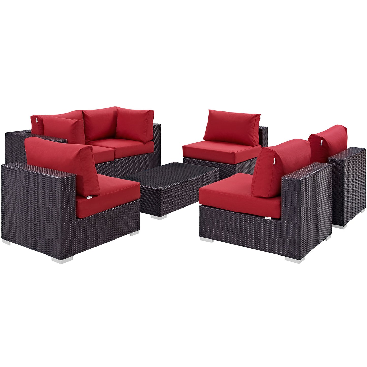 Modway Outlet Convene 7 Piece Outdoor Patio Sectional Set by Modway  Outdoor Furniture Furniture Espresso Red - EEI-2164-EXP-RED-SET
