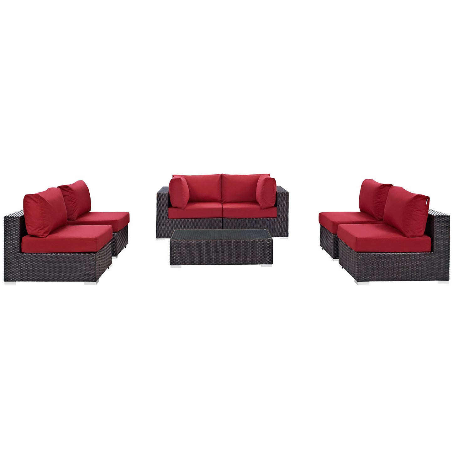 Modway Outlet Convene 7 Piece Outdoor Patio Sectional Set by Modway  Outdoor Furniture Furniture Espresso Red - EEI-2164-EXP-RED-SET