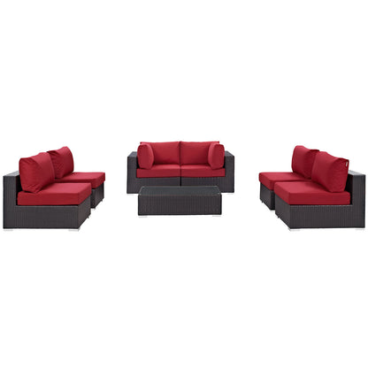 Modway Outlet Convene 7 Piece Outdoor Patio Sectional Set by Modway  Outdoor Furniture Furniture Espresso Red - EEI-2164-EXP-RED-SET