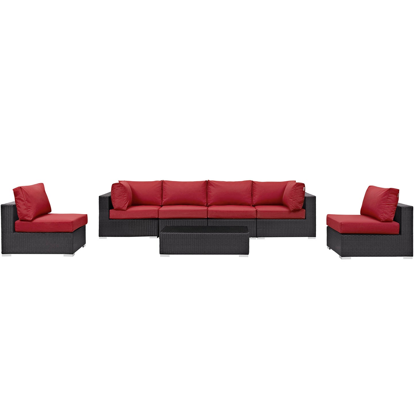 Modway Outlet Convene 7 Piece Outdoor Patio Sectional Set by Modway  Outdoor Furniture Furniture Espresso Red - EEI-2164-EXP-RED-SET