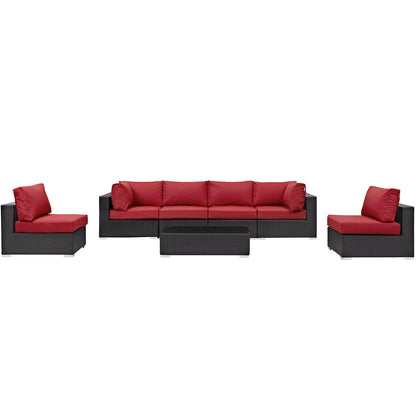 Modway Outlet Convene 7 Piece Outdoor Patio Sectional Set by Modway  Outdoor Furniture Furniture Espresso Red - EEI-2164-EXP-RED-SET