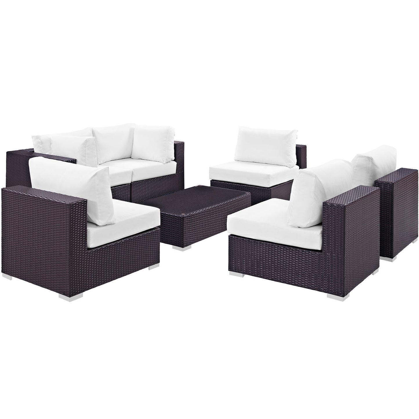 Modway - Convene 7 Piece Outdoor Patio Sectional Set by Modway  Outdoor Furniture Sofa Sectionals White - EEI-2164-EXP-WHI-SET