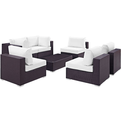 Modway - Convene 7 Piece Outdoor Patio Sectional Set by Modway  Outdoor Furniture Sofa Sectionals White - EEI-2164-EXP-WHI-SET