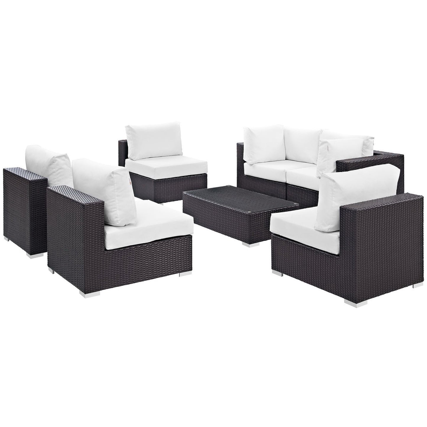 Modway - Convene 7 Piece Outdoor Patio Sectional Set by Modway  Outdoor Furniture Sofa Sectionals White - EEI-2164-EXP-WHI-SET