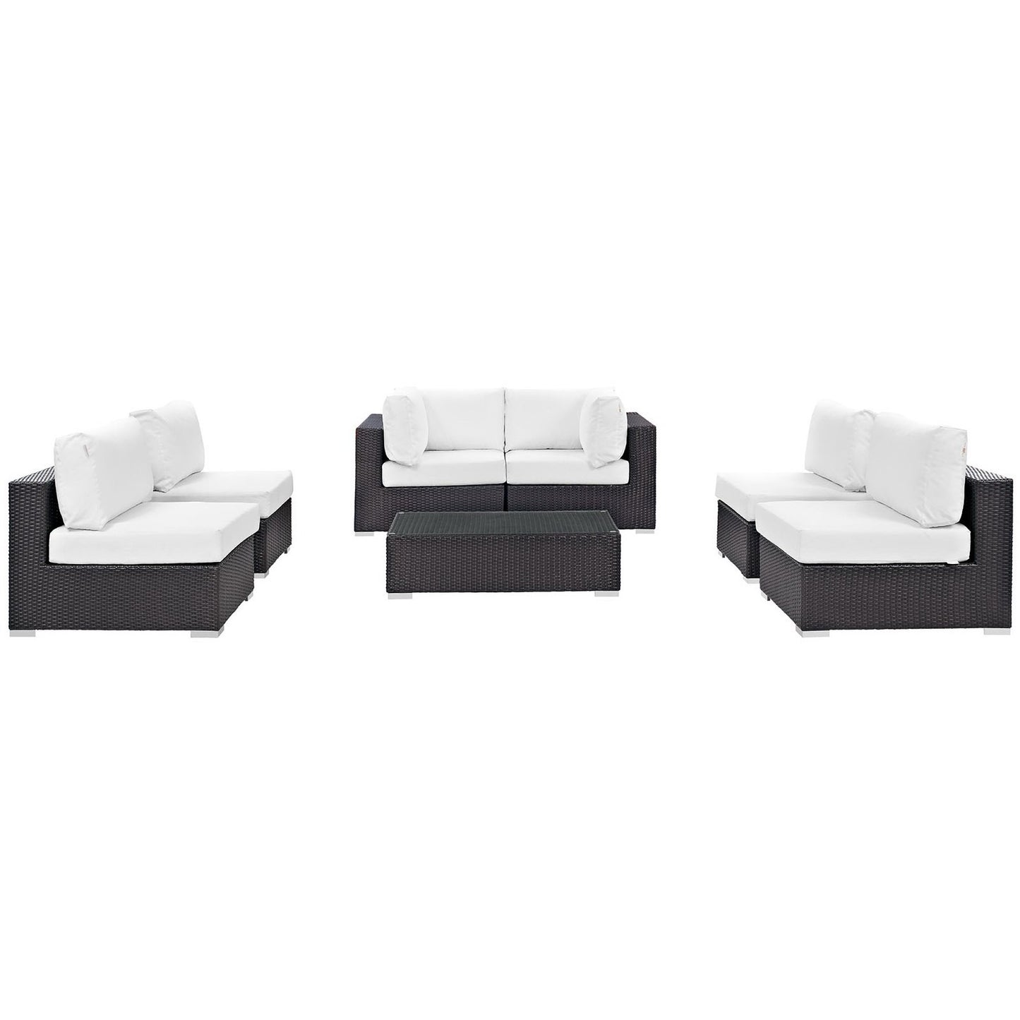 Modway - Convene 7 Piece Outdoor Patio Sectional Set by Modway  Outdoor Furniture Sofa Sectionals White - EEI-2164-EXP-WHI-SET