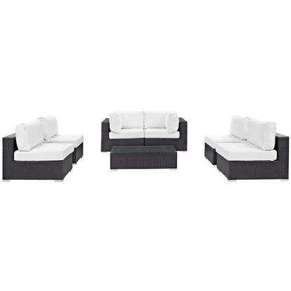 Modway - Convene 7 Piece Outdoor Patio Sectional Set by Modway  Outdoor Furniture Sofa Sectionals White - EEI-2164-EXP-WHI-SET