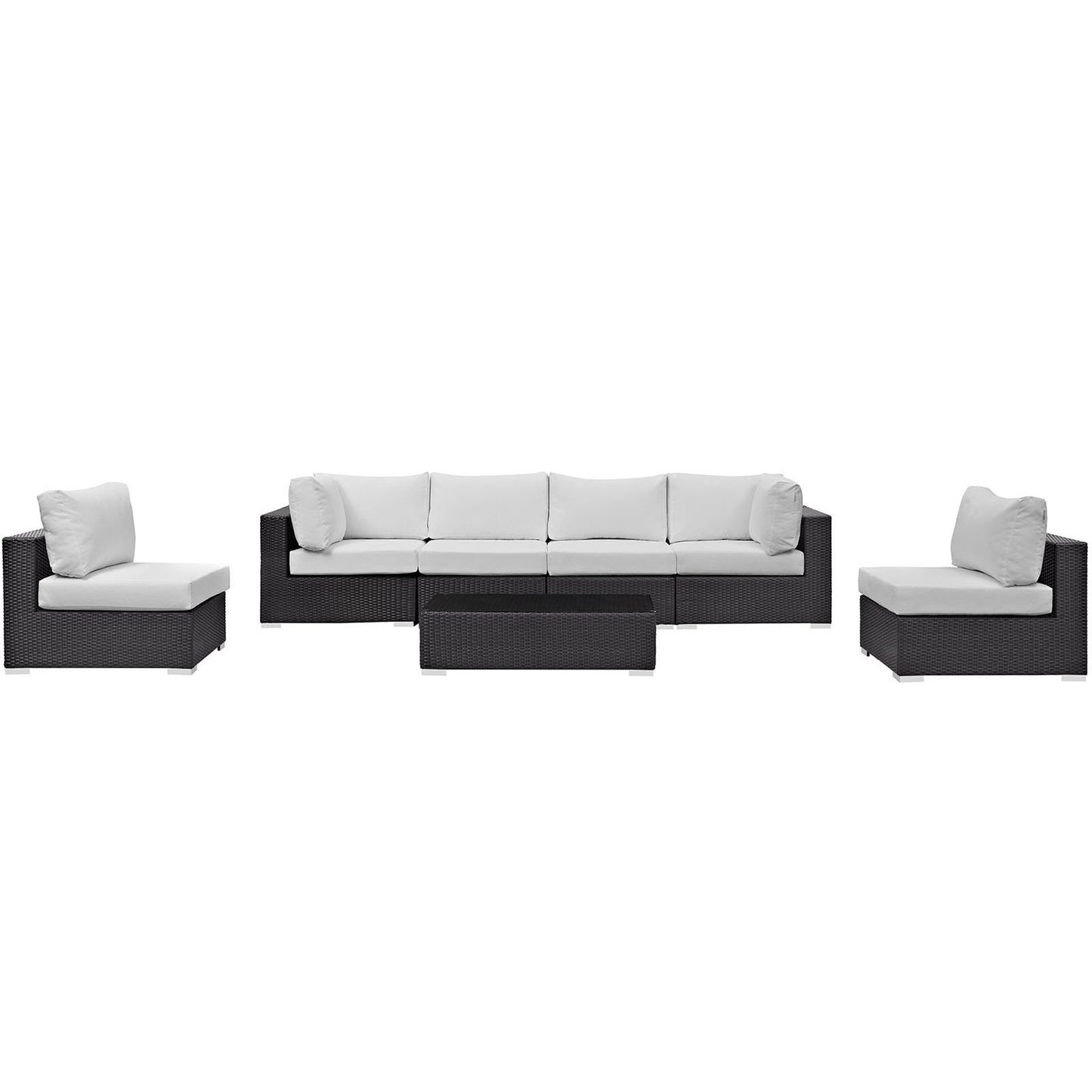 Modway - Convene 7 Piece Outdoor Patio Sectional Set by Modway  Outdoor Furniture Sofa Sectionals White - EEI-2164-EXP-WHI-SET