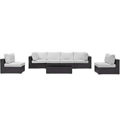 Modway - Convene 7 Piece Outdoor Patio Sectional Set by Modway  Outdoor Furniture Sofa Sectionals White - EEI-2164-EXP-WHI-SET