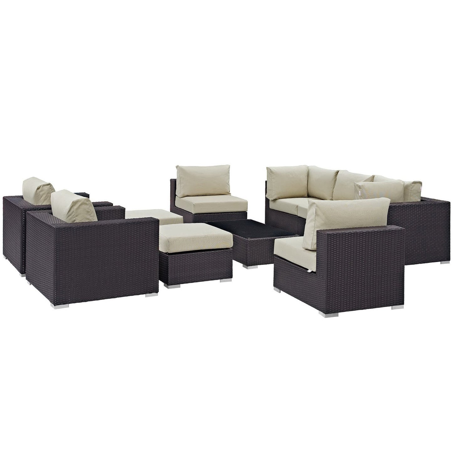 Modway - Convene 10 Piece Outdoor Patio Sectional Set by Modway  Outdoor Furniture Sofa Sectionals Brown - EEI-2169-EXP-BEI-SET