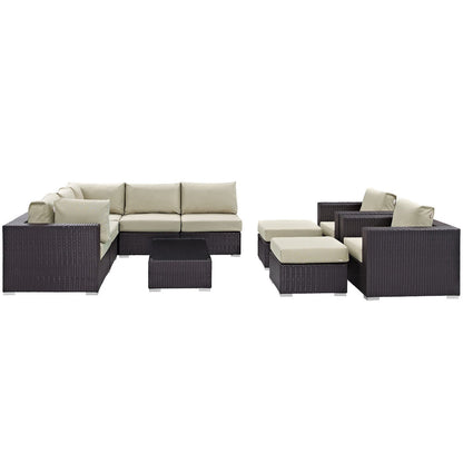 Modway - Convene 10 Piece Outdoor Patio Sectional Set by Modway  Outdoor Furniture Sofa Sectionals Brown - EEI-2169-EXP-BEI-SET