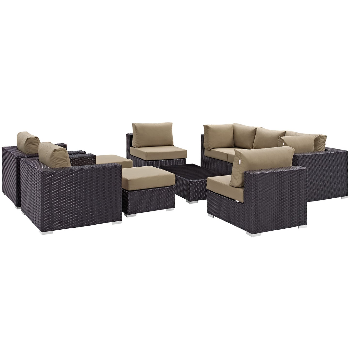Modway - Convene 10 Piece Outdoor Patio Sectional Set by Modway  Outdoor Furniture Sofa Sectionals Gray - EEI-2169-EXP-MOC-SET
