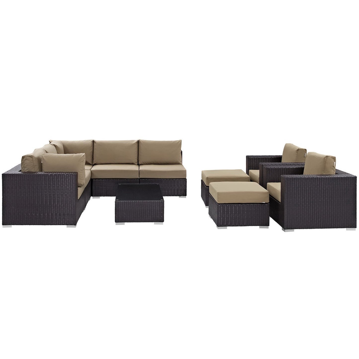 Modway - Convene 10 Piece Outdoor Patio Sectional Set by Modway  Outdoor Furniture Sofa Sectionals Gray - EEI-2169-EXP-MOC-SET