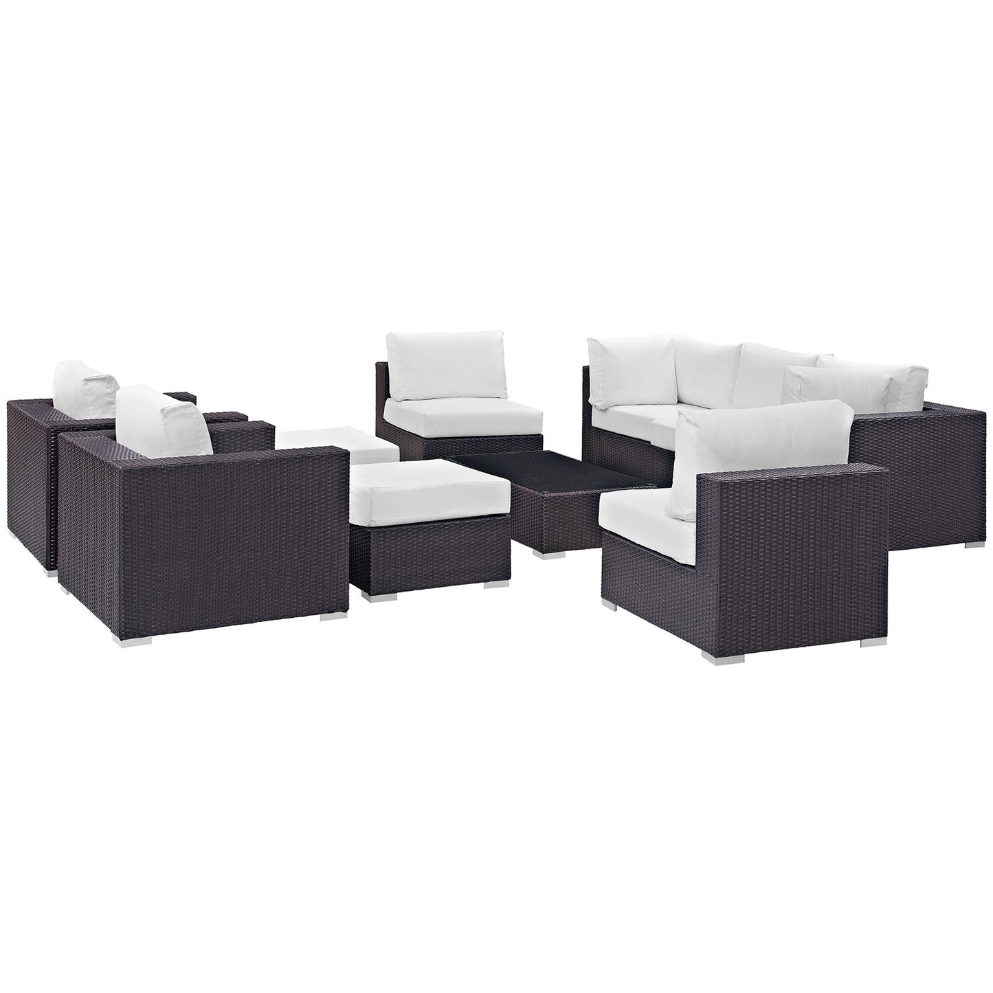 Modway - Convene 10 Piece Outdoor Patio Sectional Set by Modway  Outdoor Furniture Sofa Sectionals White - EEI-2169-EXP-WHI-SET