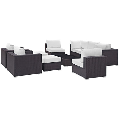 Modway - Convene 10 Piece Outdoor Patio Sectional Set by Modway  Outdoor Furniture Sofa Sectionals White - EEI-2169-EXP-WHI-SET