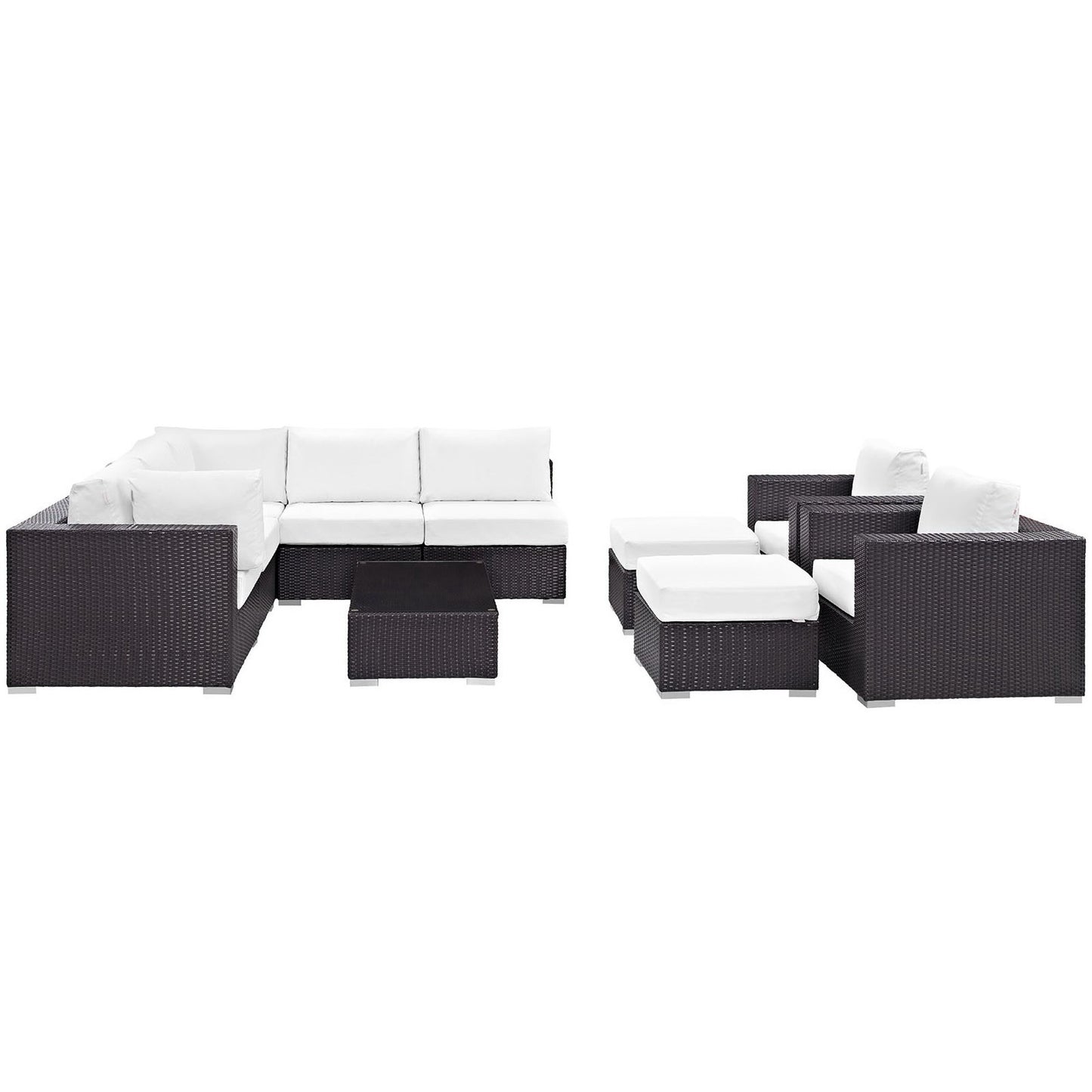 Modway - Convene 10 Piece Outdoor Patio Sectional Set by Modway  Outdoor Furniture Sofa Sectionals White - EEI-2169-EXP-WHI-SET