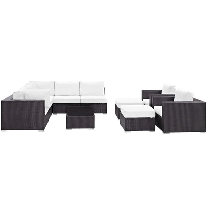 Modway - Convene 10 Piece Outdoor Patio Sectional Set by Modway  Outdoor Furniture Sofa Sectionals White - EEI-2169-EXP-WHI-SET