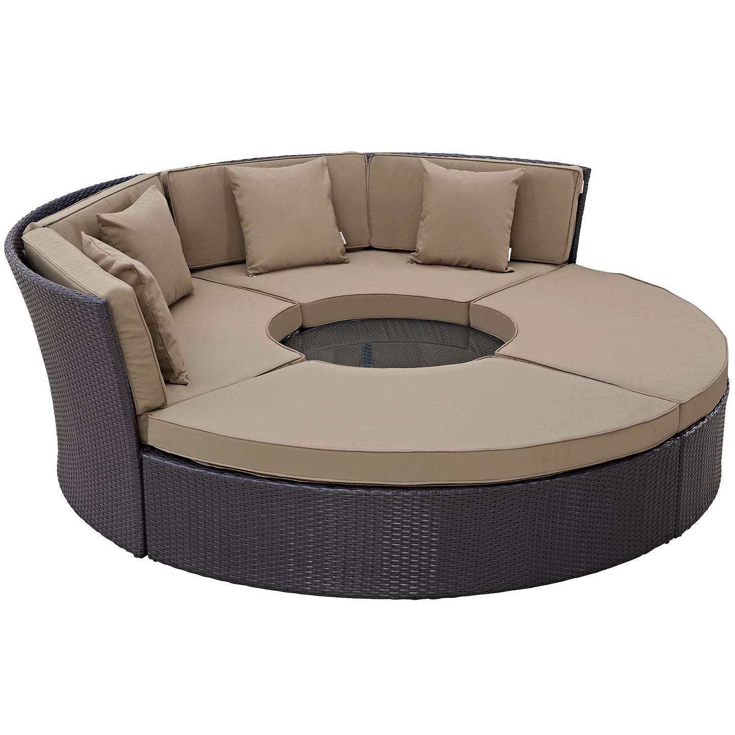 Modway Outlet Convene Circular Outdoor Patio Daybed Set by Modway  Outdoor Furniture Furniture Espresso Mocha - EEI-2171-EXP-MOC-SET