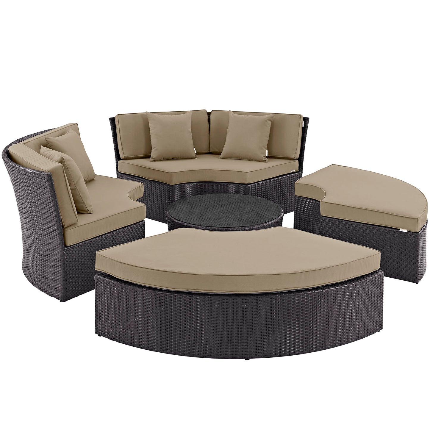 Modway Outlet Convene Circular Outdoor Patio Daybed Set by Modway  Outdoor Furniture Furniture Espresso Mocha - EEI-2171-EXP-MOC-SET