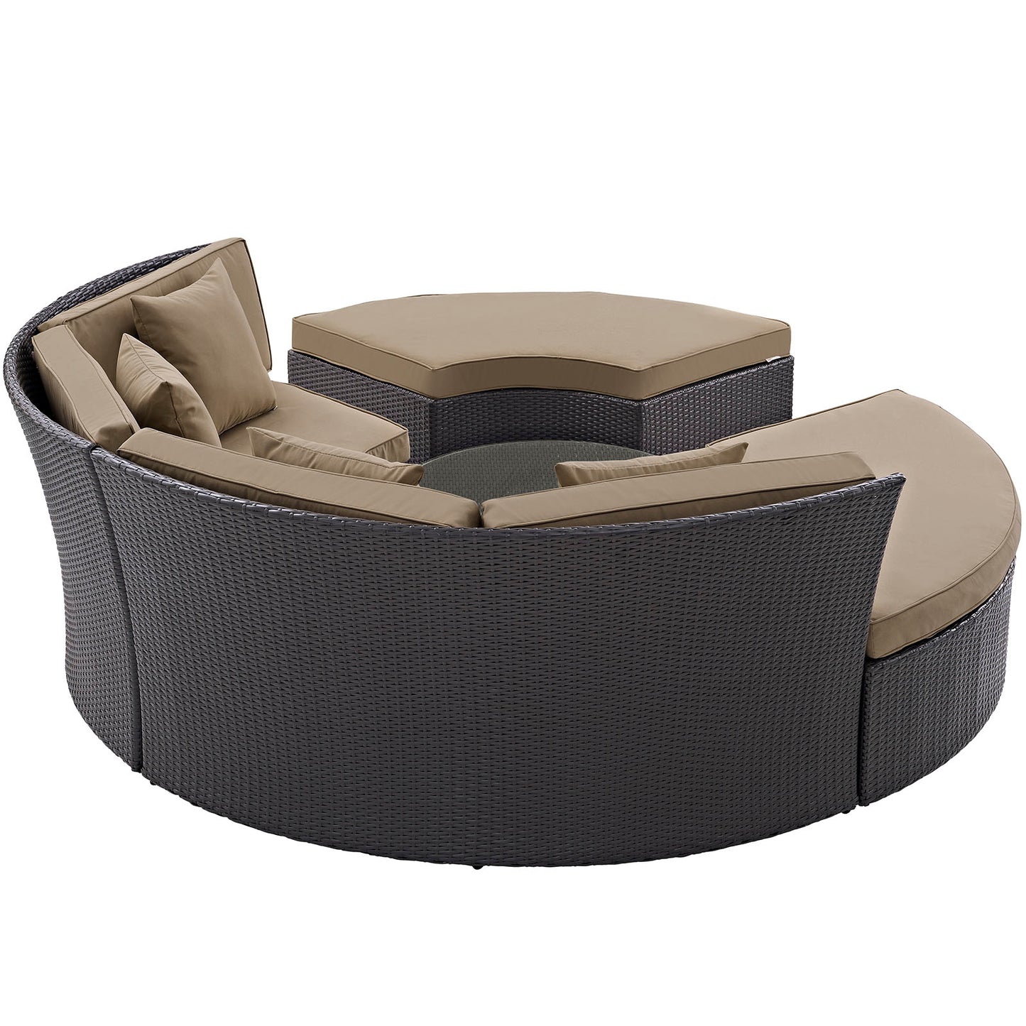 Modway Outlet Convene Circular Outdoor Patio Daybed Set by Modway  Outdoor Furniture Furniture Espresso Mocha - EEI-2171-EXP-MOC-SET