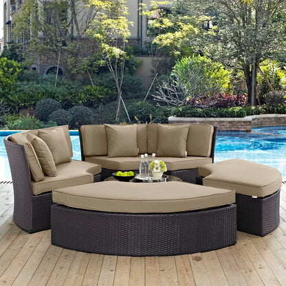 Modway Outlet Convene Circular Outdoor Patio Daybed Set by Modway  Outdoor Furniture Furniture Espresso Mocha - EEI-2171-EXP-MOC-SET