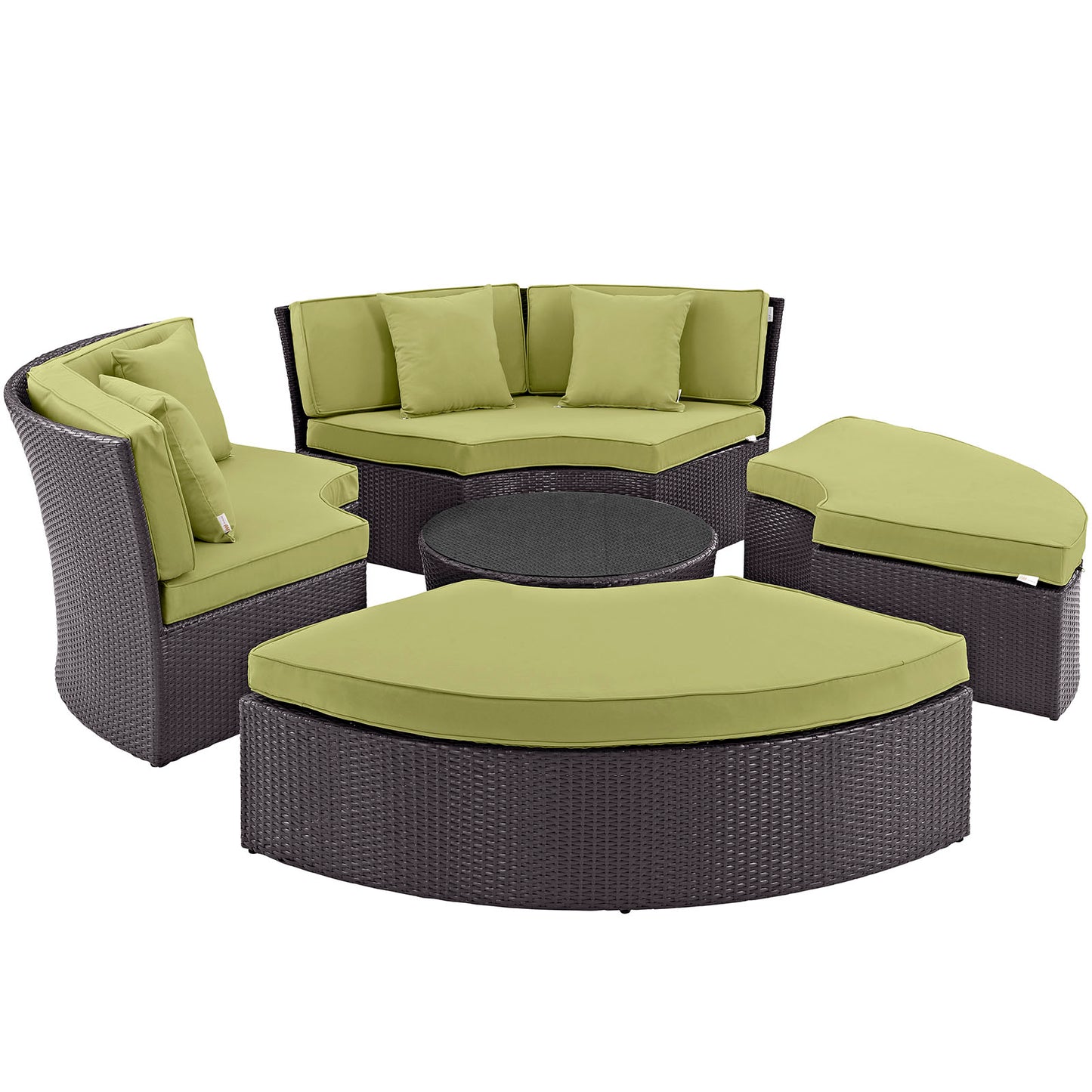 Modway Outlet Convene Circular Outdoor Patio Daybed Set by Modway  Outdoor Furniture Furniture Espresso Peridot - EEI-2171-EXP-PER-SET