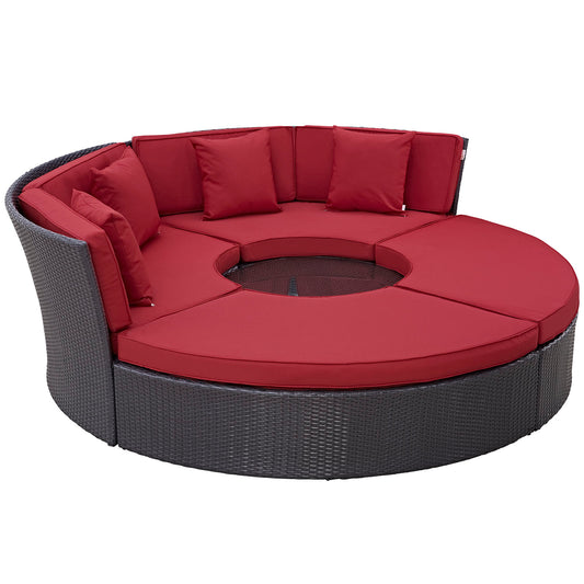 Modway Outlet Convene Circular Outdoor Patio Daybed Set by Modway  Outdoor Furniture Furniture Espresso Red - EEI-2171-EXP-RED-SET