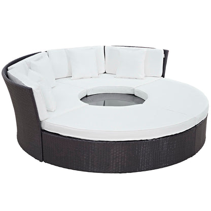 Modway Outlet Convene Circular Outdoor Patio Daybed Set by Modway  Outdoor Furniture Furniture Espresso White - EEI-2171-EXP-WHI-SET