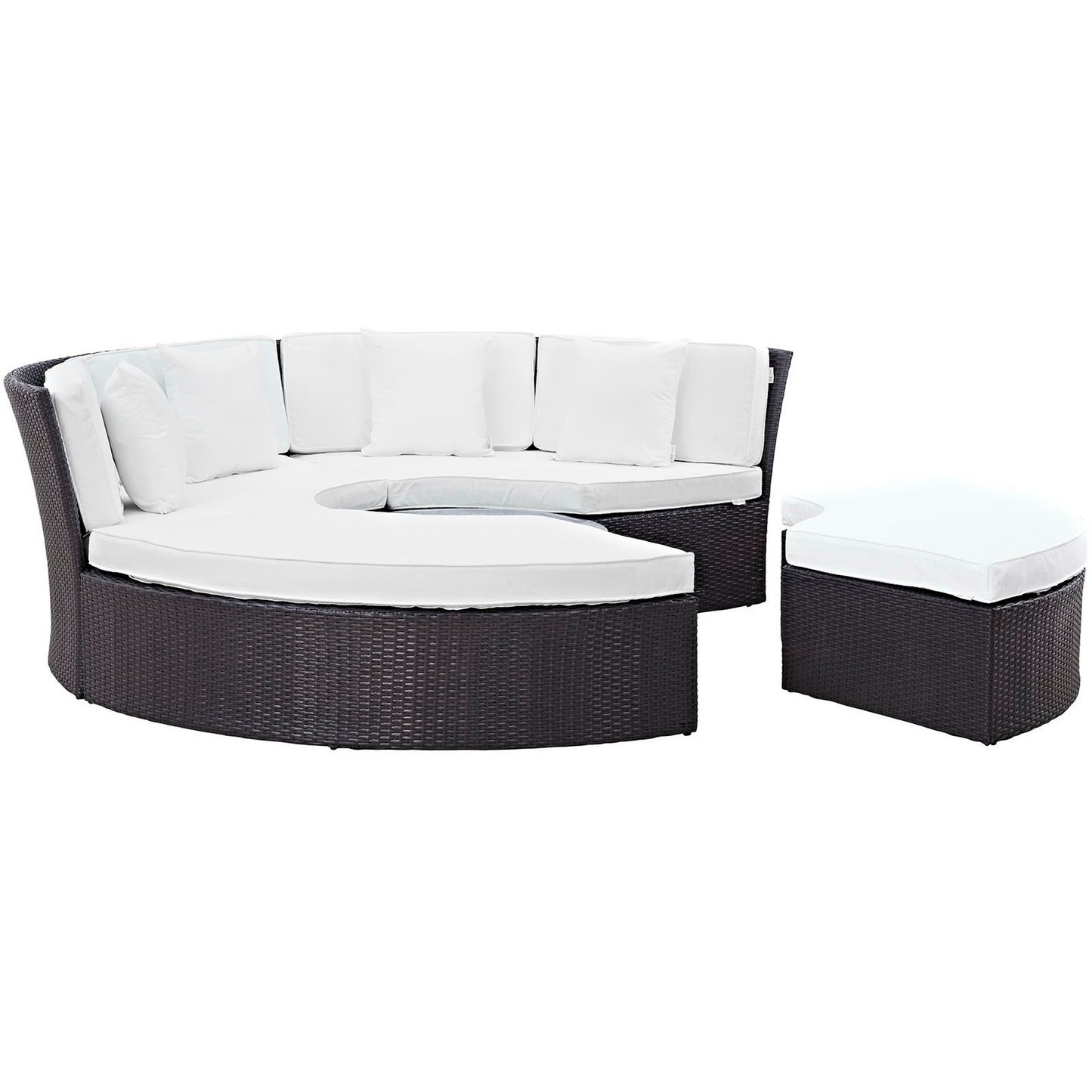 Modway Outlet Convene Circular Outdoor Patio Daybed Set by Modway  Outdoor Furniture Furniture Espresso White - EEI-2171-EXP-WHI-SET