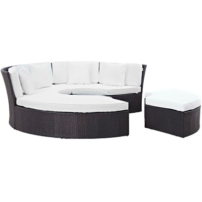 Modway Outlet Convene Circular Outdoor Patio Daybed Set by Modway  Outdoor Furniture Furniture Espresso White - EEI-2171-EXP-WHI-SET