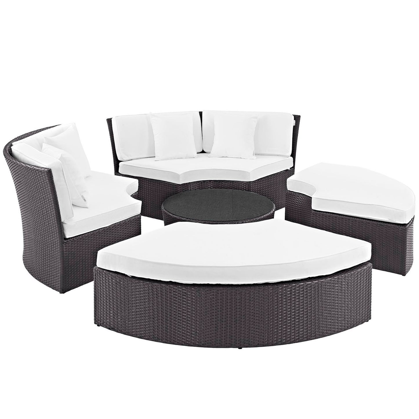 Modway Outlet Convene Circular Outdoor Patio Daybed Set by Modway  Outdoor Furniture Furniture Espresso White - EEI-2171-EXP-WHI-SET