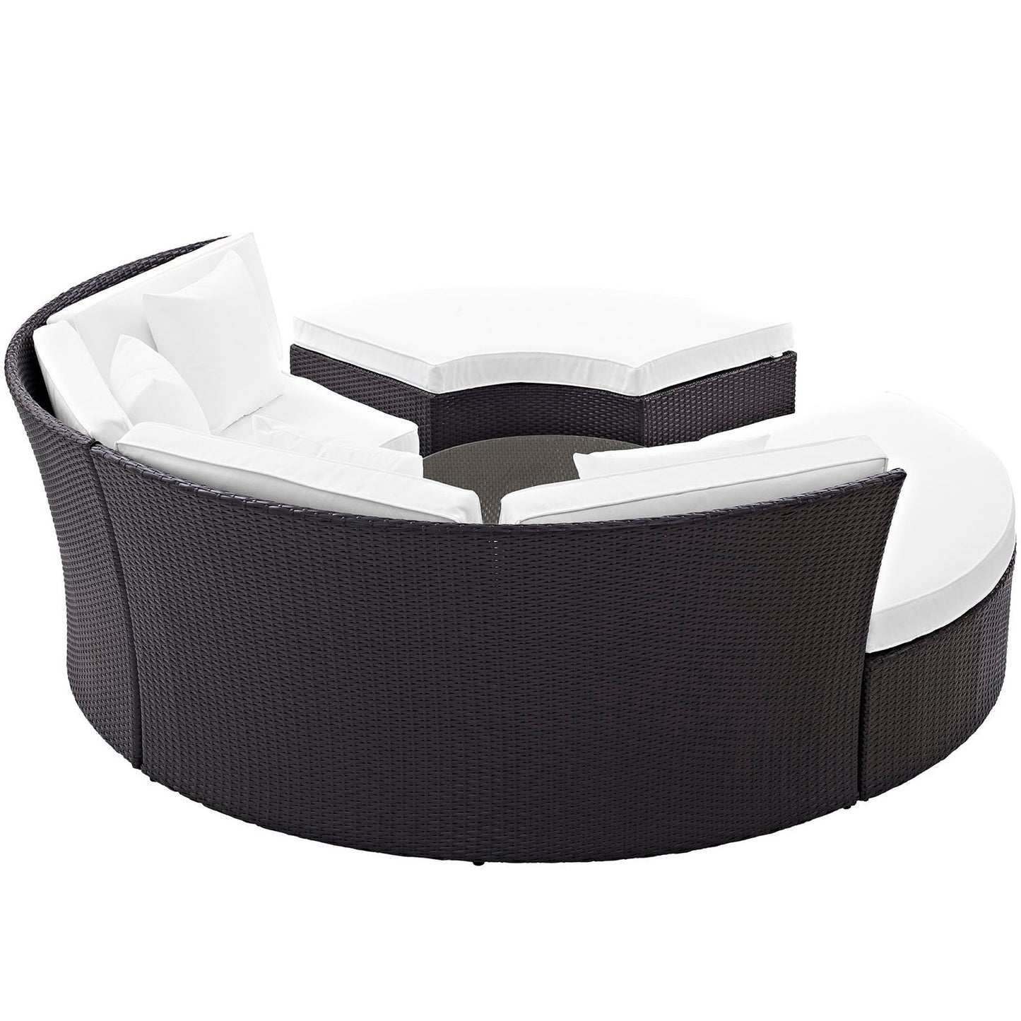 Modway Outlet Convene Circular Outdoor Patio Daybed Set by Modway  Outdoor Furniture Furniture Espresso White - EEI-2171-EXP-WHI-SET