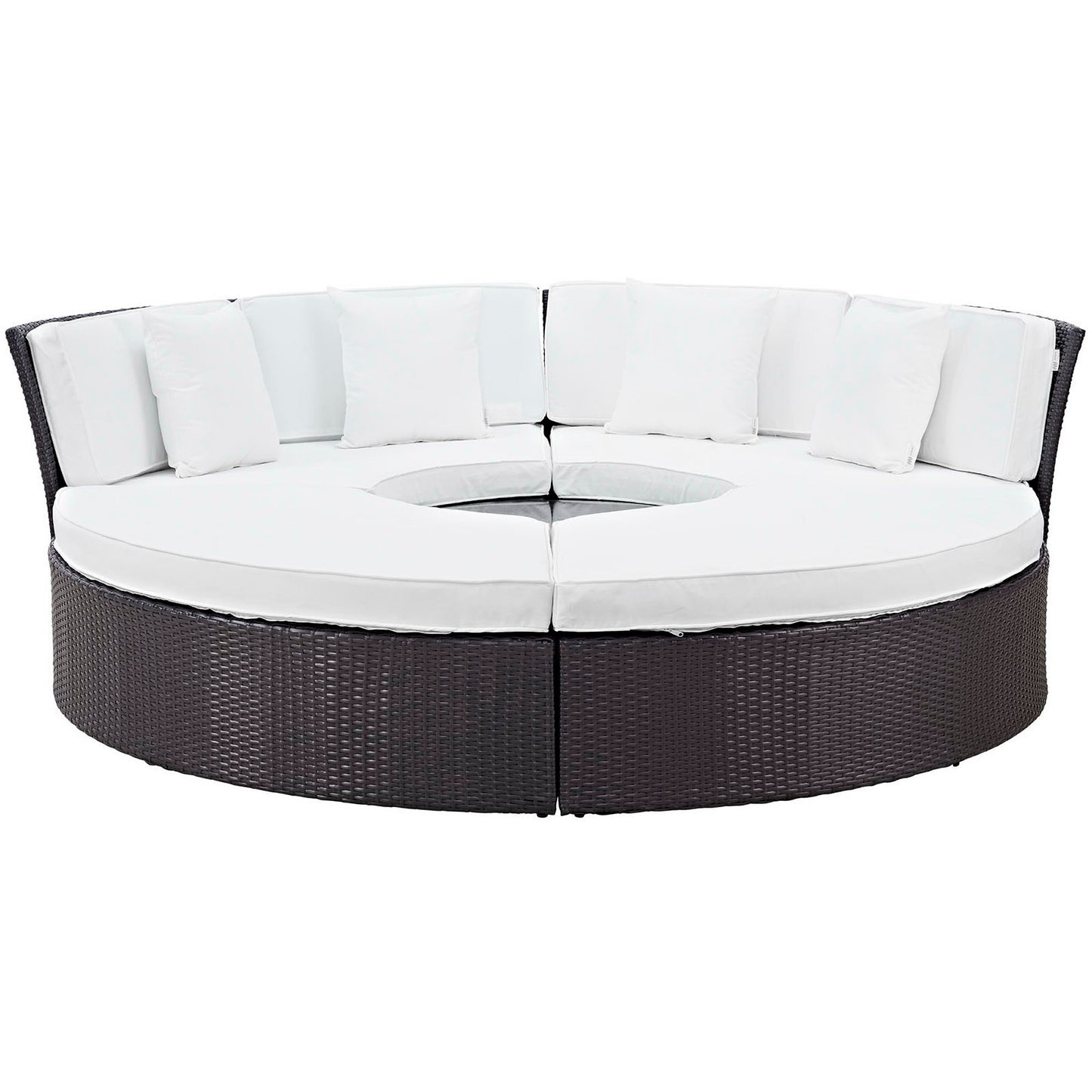 Modway Outlet Convene Circular Outdoor Patio Daybed Set by Modway  Outdoor Furniture Furniture Espresso White - EEI-2171-EXP-WHI-SET