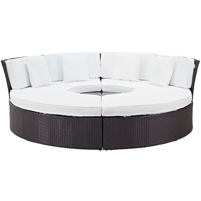 Modway Outlet Convene Circular Outdoor Patio Daybed Set by Modway  Outdoor Furniture Furniture Espresso White - EEI-2171-EXP-WHI-SET