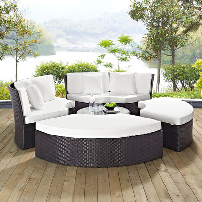 Modway Outlet Convene Circular Outdoor Patio Daybed Set by Modway  Outdoor Furniture Furniture Espresso White - EEI-2171-EXP-WHI-SET