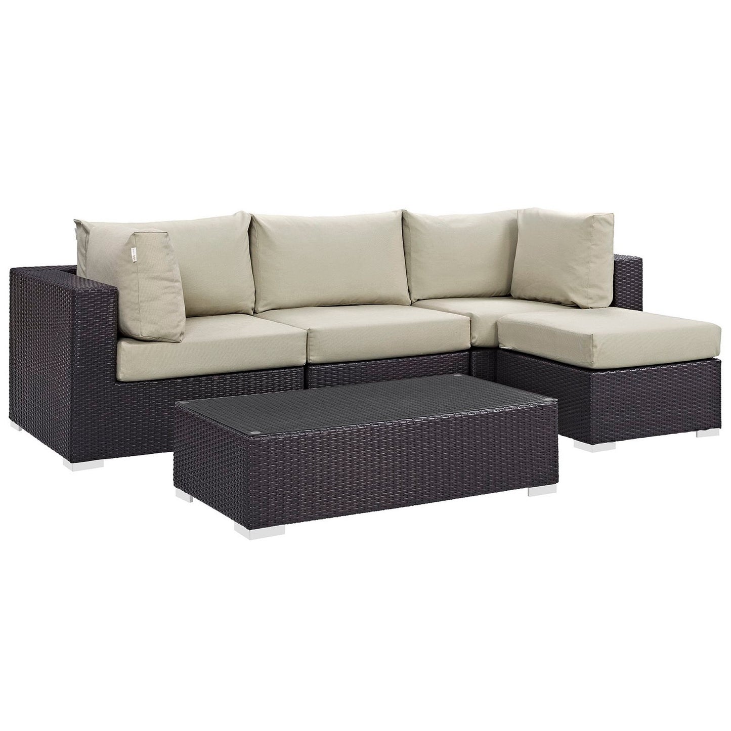 Modway - Convene 5 Piece Outdoor Patio Sectional Set by Modway  Outdoor Furniture Sofa Sectionals Brown - EEI-2172-EXP-BEI-SET